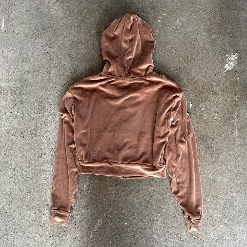 Skims Cropped Velour Hoodie in Sienna Size Small Loungewear Hoodie Jacket - Picture 5 of 8